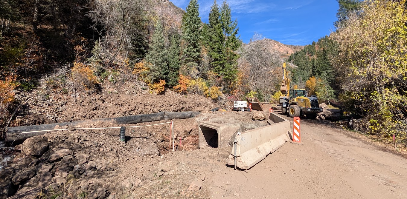 A construction site with a crane.
