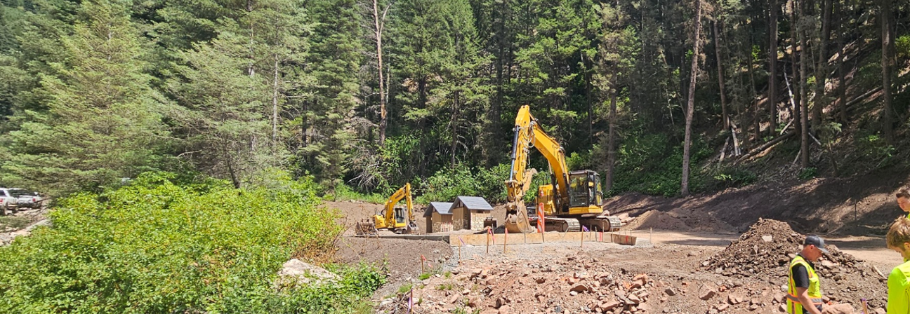 A construction site with a crane.