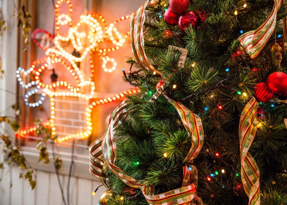 A christmas tree with lights.