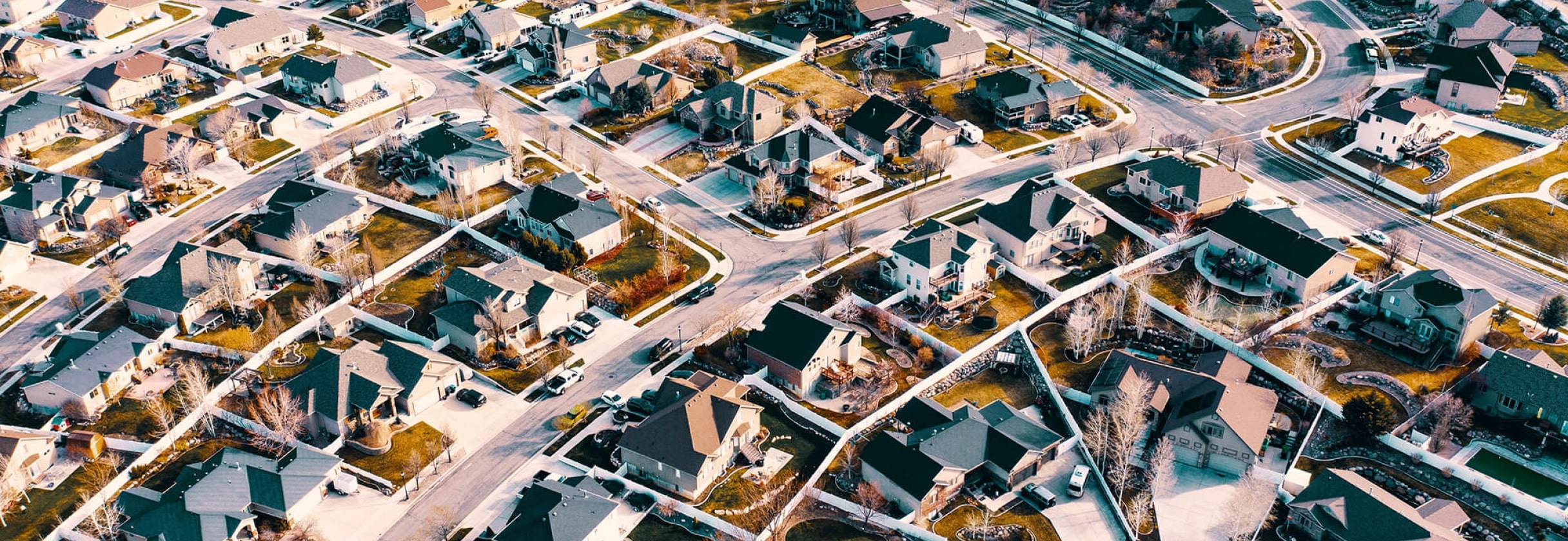 An aerial view of a city.