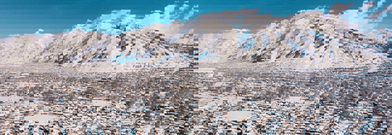 A large snowy mountain.