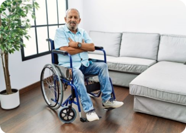 A person sitting in a wheelchair.