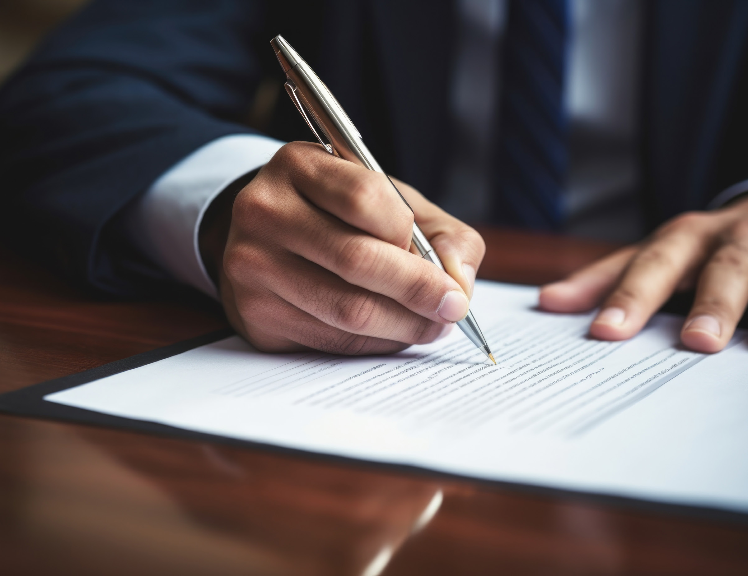 A person writing on a piece of paper.