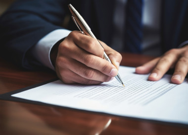 A person writing on a piece of paper.