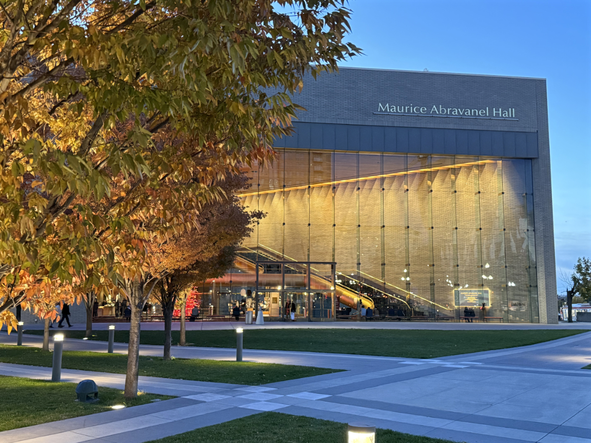 Abravanel Hall in the evening.