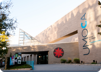 A building with a sign on the side.