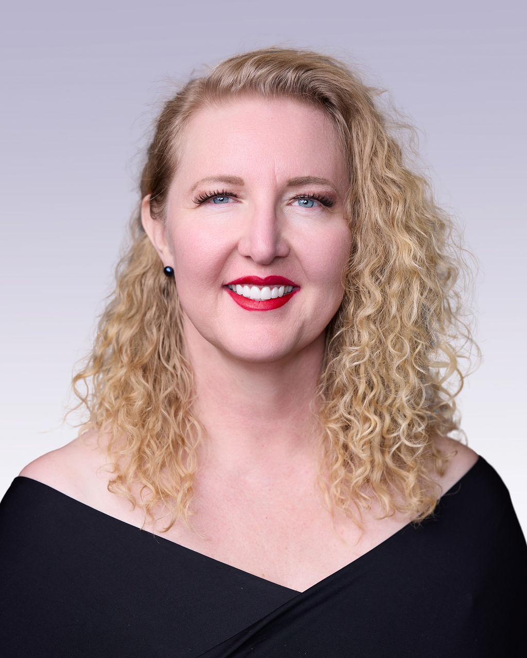 A woman with blonde hair.