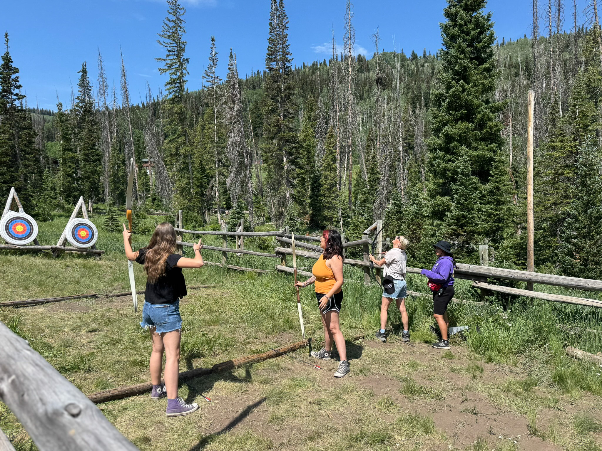 A group of people on a trail.