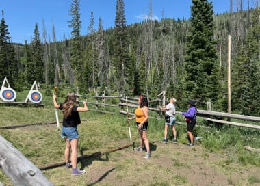 A group of people on a trail.