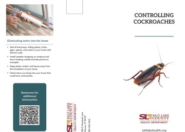 Eliminating entry into the home e Seal all entryways. hiding places, holes, gaps, spaces, and cracks in your home with silicone caulk. • Install weather stripping on windows and doors leading outside (include picture as example) • Keep plants, clutter, and leaves away from the foundation of your home. Check items you bring into your home that could have cockroaches. Resources for additional information 00 00 CONTROLLING COCKROACHES SALT LAKE COUNTY HEALTH DEPARTMENT saltlakehealth.org