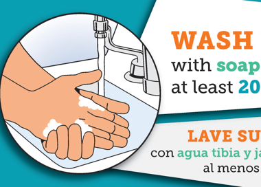 WASH with soap 20 at least LAVE SU con agua tibia y al menos