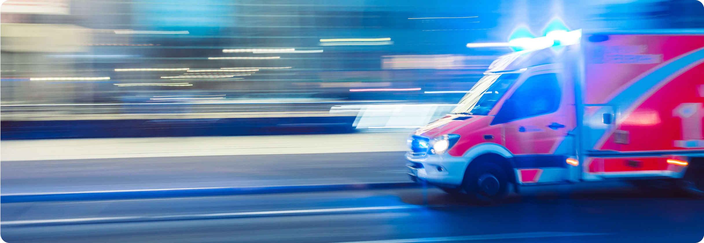 A red and white ambulance.