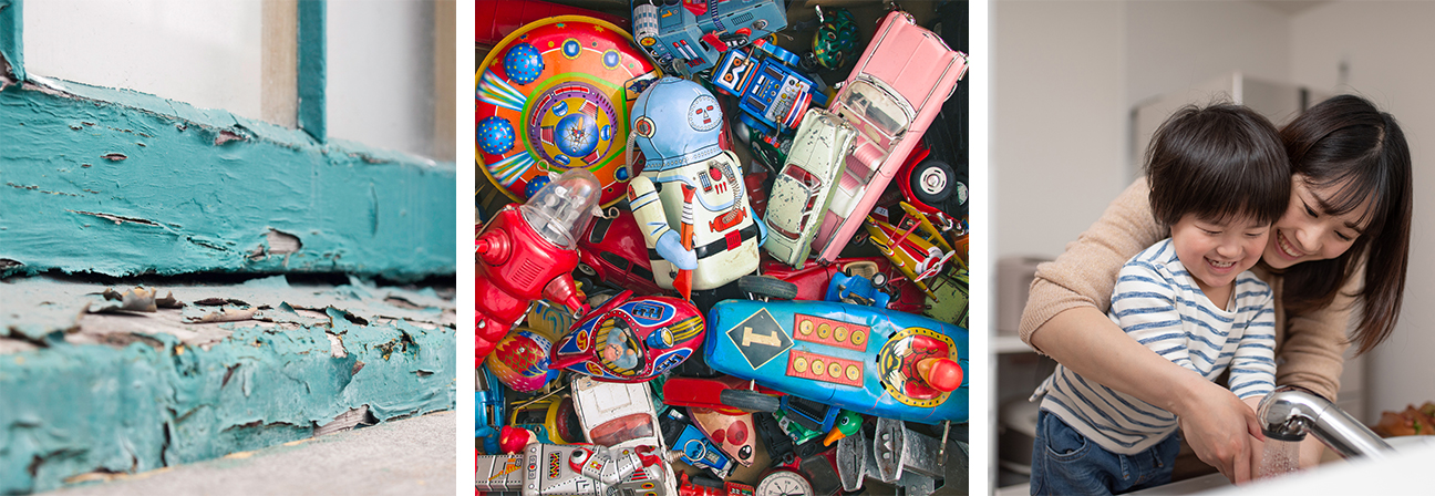 A child and a toy car.