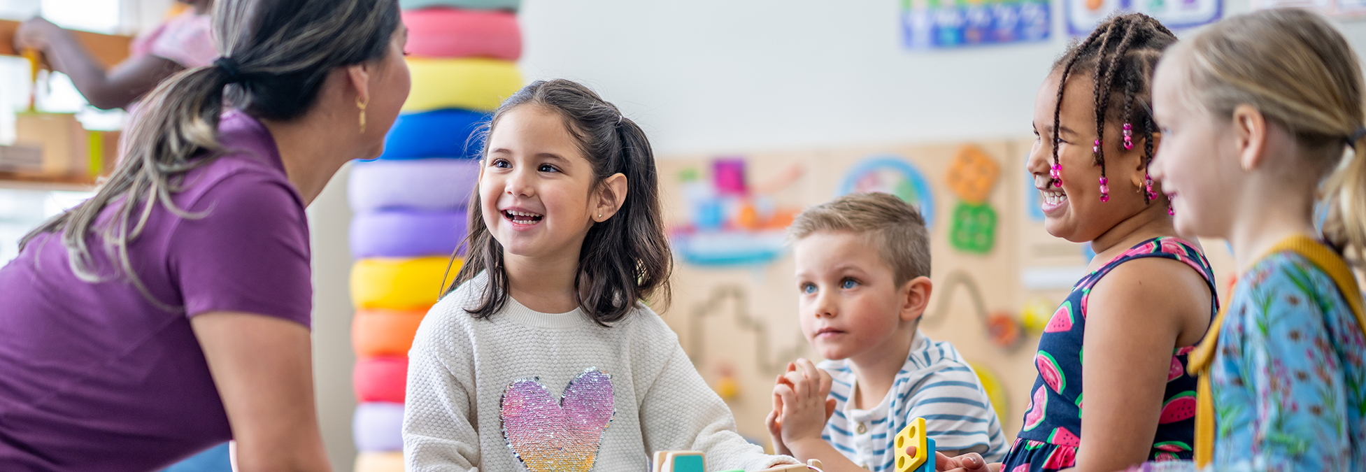 A group of children in a classroom.