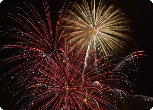 Fireworks in the sky.