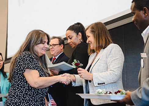 A group of people standing together.