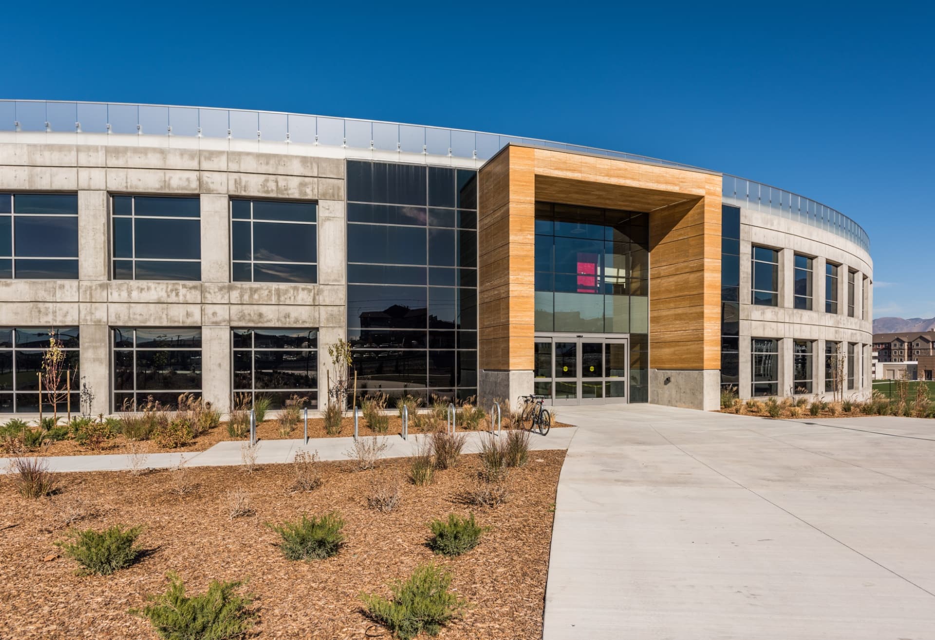 A building with a fence around it.