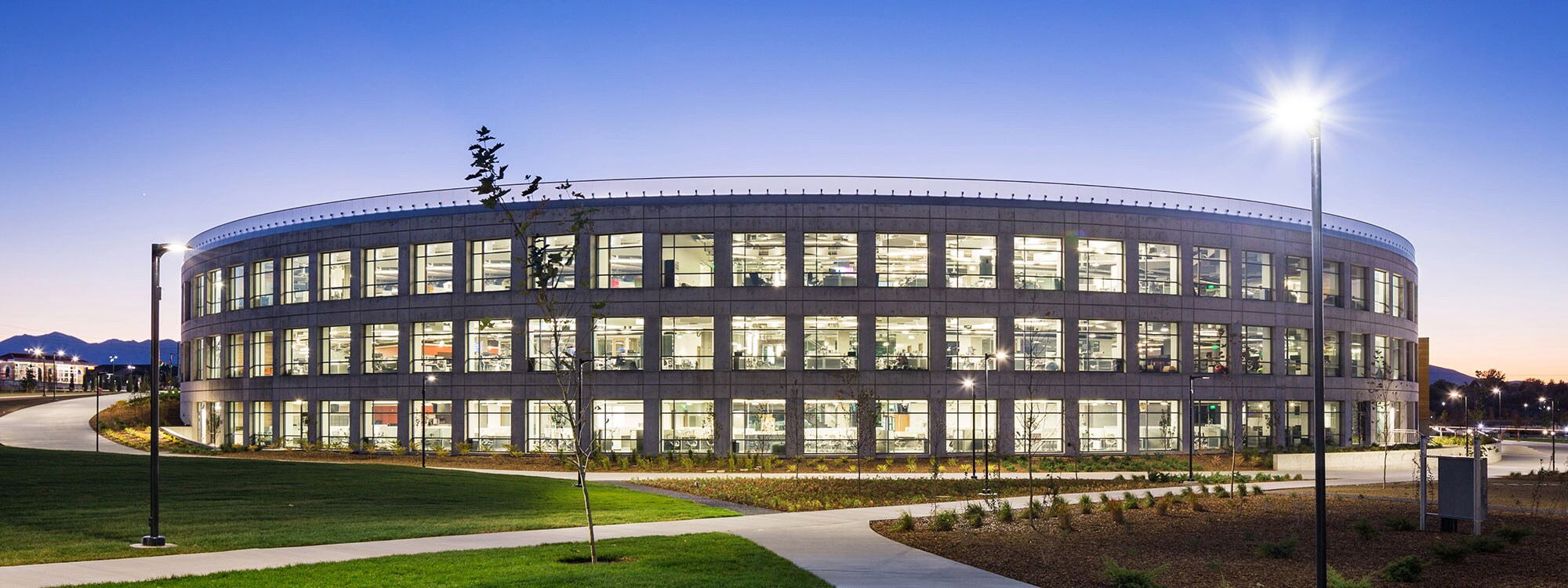 A large building with many windows.