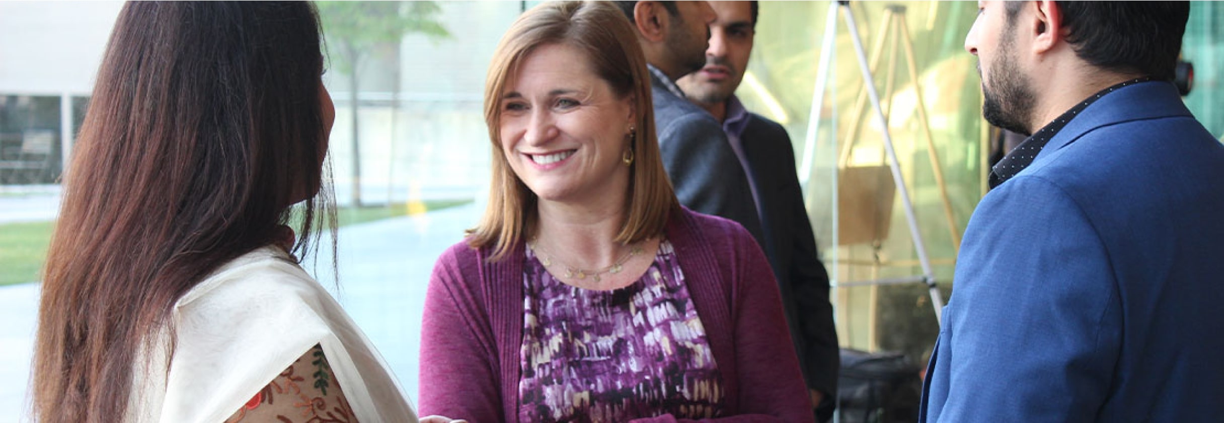 Jenny Wilson smiling at a man.