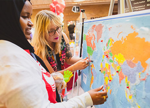 A person painting a picture.