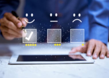 A person using a laptop.