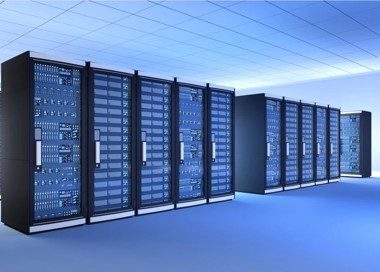 A row of computer servers.