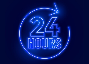 A blue logo with white text.