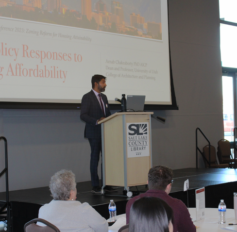 A man giving a presentation.