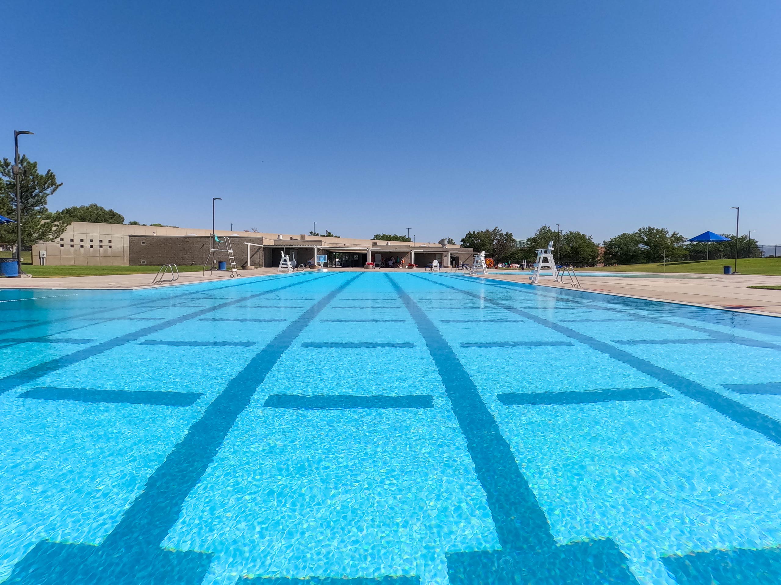 Lap lanes at outdoor West Jordan Pool in Salt Lake City.
